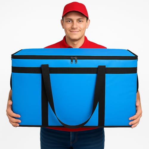 Bodaon Large 2-Pack Insulated Food Delivery Bag, XXXL Bags, Rideshare Delivery Bag, Grocery Shopping and Catering, Cold/Hot Styrofoam Carrier for Travel/Car, Warmer/Frozen - color: Blue, size: XXX-Large(without Hard Bottom)