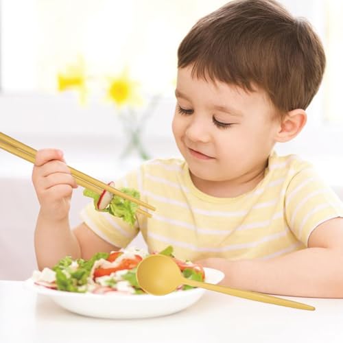Reusable Travel Utensils Set with Case, Wheat Straw Portable Plastic Fork Spoon Knife Chopsticks Camping Cutlery, Eco-Friendly BPA Free Tableware Picnic Flatware for Kids Adults or Daily Use (Yellow)