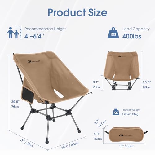 MOON LENCE Portable Camping Chair Plus, Larger & Roomier, Compact and Lightweight Still, Folding Chair for Backpacking & Hiking, 330Lbs Capacity (Desert Rust-2pack) - color: Desert Rust-2pack