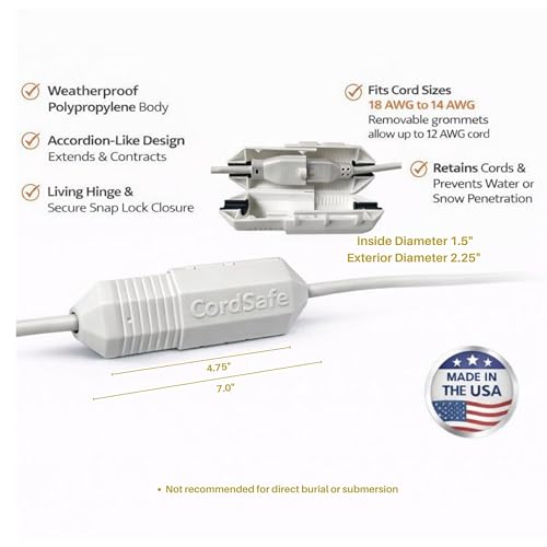 Extension Cord Connection Protector by CordSafe Plus, Weather-Resistant, Fits 18–12 AWG, Helps Keep Plugs Secure, Made in USA (Black, 3 Pack) - color: Black, size: 3 Pack