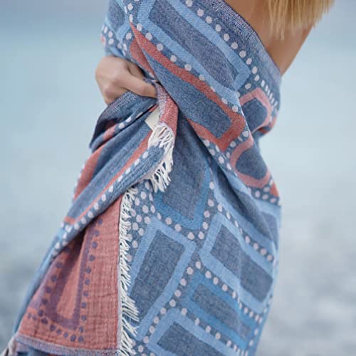 BAGNO MILANO Beach Towels Organic Turkish Cotton Soft, Quick Dry Oversized Turkish Towel Throw Blanket for Beach, Yoga, Spa, Pool (Lich Blue, Beach Towel) - color: Lich Blue
