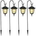 Dynaming 4 Pack Solar Hanging Lights Outdoor, Solar Powered Garden Decorative Lanterns with 4 x 38 Inch Shepherd Hooks, Waterproof Landscape Lighting for Lawn Patio Yard Pathway Driveway, Warm White - size: 4 Pack