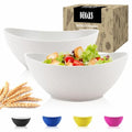 Wrova Wheat Straw Bowls Set of 2 with Textured Pattern,Unbreakable Large Salad Bowls,Plastic Bowls Dishwasher & Microwave,Sturdy and Stackable Kitchen Bowl Sets for Serving,Oatmeal.White - color: White, size: 2 Pack