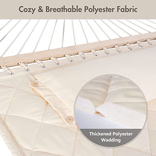 ANOW Outdoor Hammock with 12 Feet Heavy Duty Steel Stand, Two Person Hammock with Stand Included, 450 LBS Weight Capacity, Cream - color: Cream, size: 2 Person With Stand