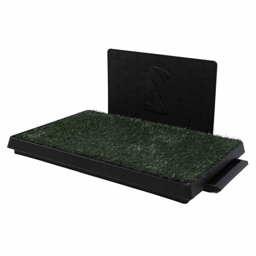 Dog Grass Potty Tray Large Capacity Reusable Odor Puppy Training Artificial Grass Pee Pad Indoor Outdoor (Large Size with Baffle) - size: Large Size With Baffle