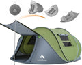 4 Person Easy Pop Up Tent Waterproof Automatic Setup 2 Doors-Instant Family Tents for Camping Hiking & Traveling - color: Green