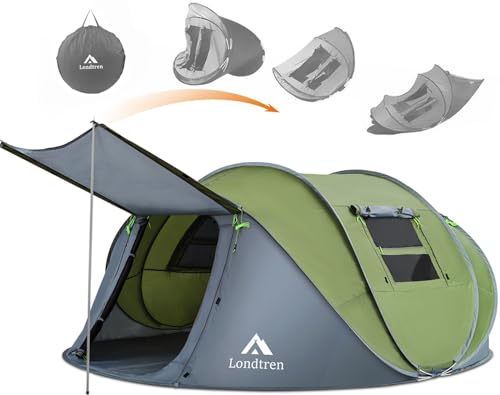 4 Person Easy Pop Up Tent Waterproof Automatic Setup 2 Doors-Instant Family Tents for Camping Hiking & Traveling - color: Green
