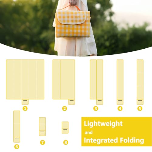 80" x 120" Sandproof Waterproof Picnic Blanket, Beach Mat for Outdoor Camping Hiking Park, Portable with Tote Bag, Non-Stick Sand & Grass, Foldable for Indoor Outdoor Use (Yellow) - color: Yellow