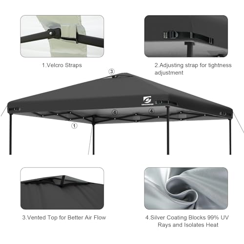 10x10 Pop Up Canopy Replacement Top Cover with Air Vent for Straight Leg Canopy Tent, Waterproof for Outdoor Garden Patio Camping Sun Shade(Frame NOT INCUDE) (Black) - color: Black