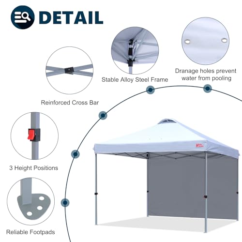 MASTERCANOPY Durable Pop-up Canopy Tent with 1 Sidewall (10'x10',White) - color: White, size: 10x10