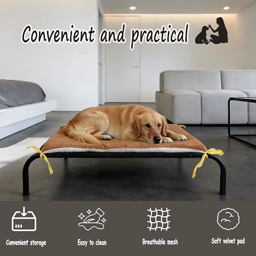 XCL Elevated Dog Bed for Large Dogs, Cooling Raised Dog Bed, Outdoor and Indoor Breathable Mesh Non-Slip Frame Pet Beds, Easy Clean, Installation, Equipped with Pet Cushion, 40In (Black, Large) - size: Large
