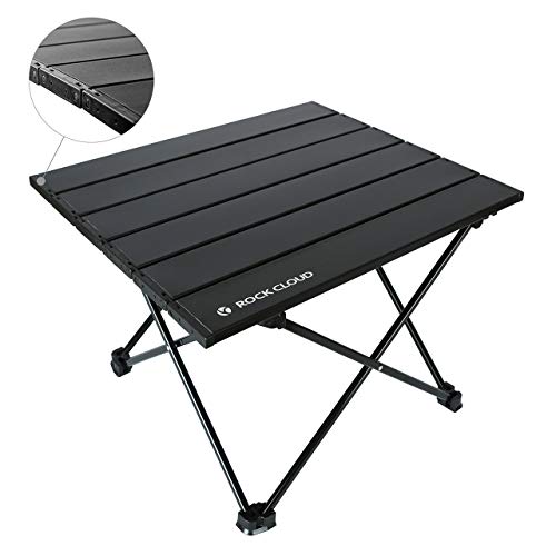 ROCK CLOUD Portable Camping Table Ultralight Aluminum Folding Beach Table Camp for Camping Hiking Backpacking Outdoor Picnic, Black - color: Black, size: Small