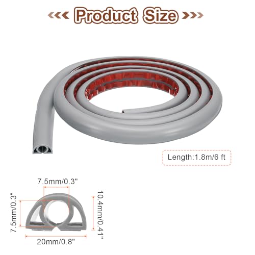 HARFINGTON 6ft Cord Cover Floor W0.3 x H0.3 Inner Channel PVC Hide Extension Cable Floor Wire Hider Wire Covers Protector for Prevent Cable Trips Cables Management, Grey - color: Grey, size: W0.3"xH0.3"x6ft