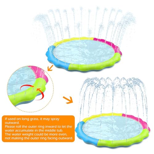 Kids Dog Splash Pad Sprinkler - Jasonwell Non Slip Dog Sprinkler Pad Splash Pool Puppy Dogs Pool Summer Outdoor Water Toys Backyard Durable Splash Pad for Toddlers Kids Small Medium Large Dogs Pet - style: Rainbow-67"