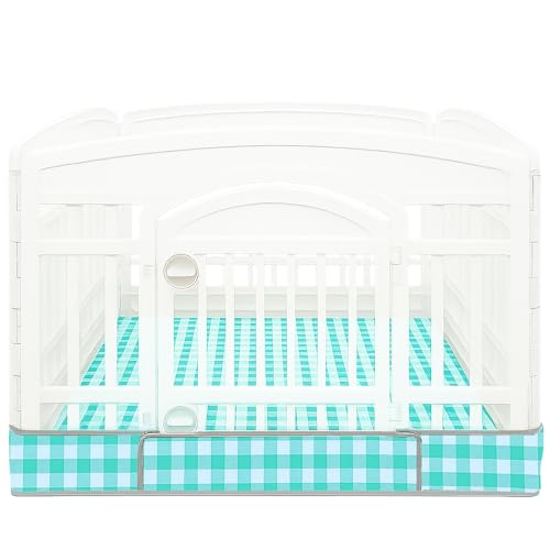 Dog Playpen Bottom Pad Fits for 36 Inch 4 Panels Exercise Pet Playpen, Dog Crate Pad Puppy, Hoop and Loop Design (Note: Playpen Not Included). (GreenCheck) - color: GreenCheck