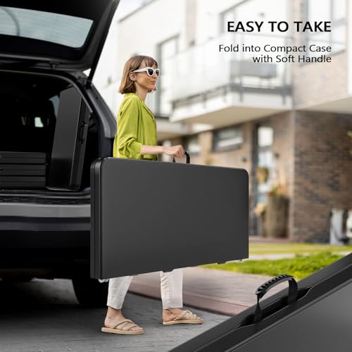 VINGLI 38" Fold in Half Square Table, Bi-Folding Commercial Portable Plastic Dining Table for Kitchen Outdoor Party Wedding Event, Black - color: Black, size: 38 Inches