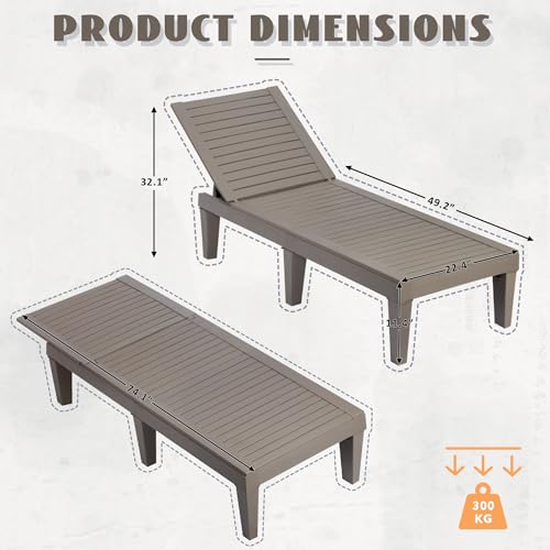 Lounge Chair,Pool Lounge Chairs Set of 2,Lounge Chair Outdoor,Waterproof Sun Loungers Chair,5-Positions Adjustable Outdoor Lounge Chairs for Garden Beach Patio Poolside Lawn Deck,Striped Grey - color: Grey, size: Set of 2