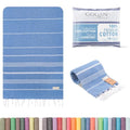 GOQAN Turkish Beach Towel Oversized 39x71 | Thin, Lightweight, 100% Cotton and Sand Free Towel is Suitable for Beach, Bathroom, Pool, Travel, Swim, Gift - Azure - color: Azure, style: Lucky