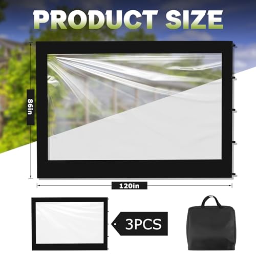 SmoothNovelty 3 Pcs Clear Canopy Sidewalls with Black Storage Bag Window Sidewall for 10 x 10 Inch Tent Waterproof Shade Wall, Sunwalls Only, Canopy Tent Not Included, No Zipper - color: Black