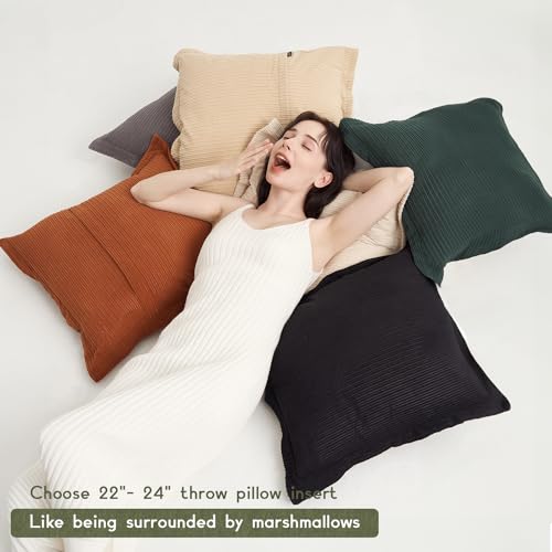 COCO TOP Set of 3 Decorative Corduroy Chic Vintage Throw Pillow Covers 22x22inch, Soft Sofa Couch Cushion Covers Home Decorations Indoor for Bedrooms Lounges Living Rooms(Camel, Beige & White) - color: Camel/Beige/White, size: 22" x 22" (Pack of 3)