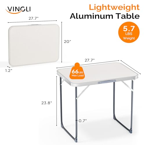 VINGLI 2.3FT Small Camping Table，Portable Camping Table with Carrying Handle, Picnic Table Foldable Table Essentials for Indoor Outdoor - color: White, size: 2.3ft