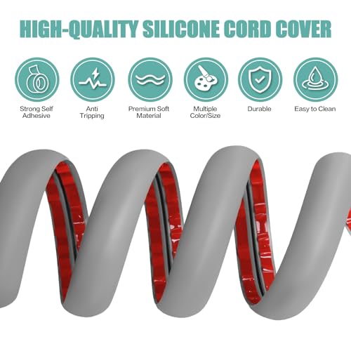 Floor Cord Cover Self Adhesive Cord Hider,3.3FT Cable Management, Extension Strip Protector for Wires, Prevent Cable Trips for Offices, Gyms, Exhibitions Cavity:0.3"(W) x 0.28"(H) Gray - color: Gray, size: 0.78" x 3.3'