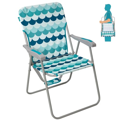 #WEJOY Folding Beach Chair for Adults, Lightweight Beach Chair with Shoulder Straps, High Back Camping Chairs with Hard Armrest, Supports 300lbs for Outdoor Lawn Concert - color: #C 1 Pack Cyan Blue, style: Classic