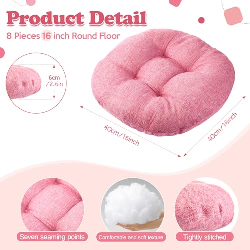 Fumete 8 Pcs 16 Inch Round Floor Cushions for Kids and Toddlers, Flexible Seating Classroom Furniture Floor Pillow for Home, Daycare, Preschool, Yoga and Meditation (Pink) - color: Pink