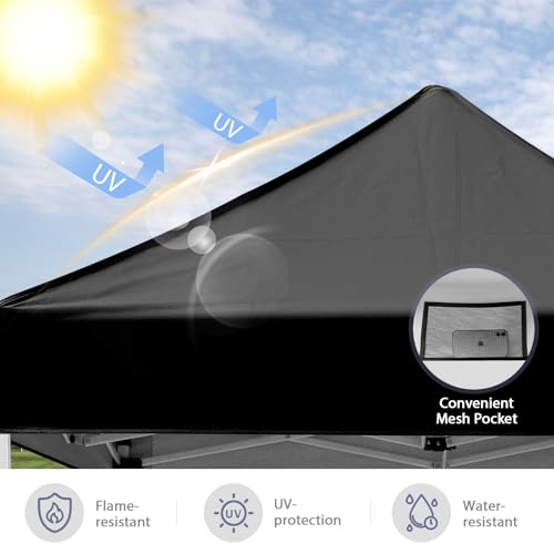 5x5 Pop Up Canopy Tent, Instant Portable Beach Canopy, Outdoor Tent with Carry Bag for Camping, Sports, Tailgating, Events, Black - color: Black, size: W/O Wall