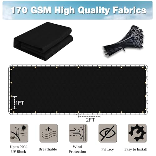 UPGRADE 0 5' X 5 0' Privacy Fence Screen Outdoor Mesh Fencing Covers Screen Fence Wind Block with Grommets for Patio Garden Wall Backyard Black (We Make Customized)