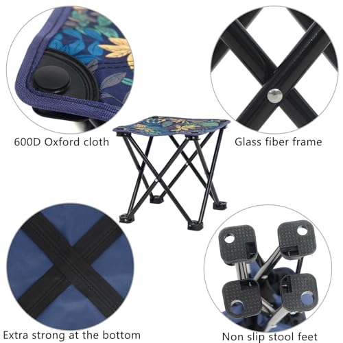 Wind Tour Portable Folding Camping Stool Outdoor Camping Lightweight Samll Chair for Fishing Hiking Gardening and Beach with Carry Bag (13.0”X13.0” Large Blue -2) - color: 13.0”x13.0” Large Blue -2