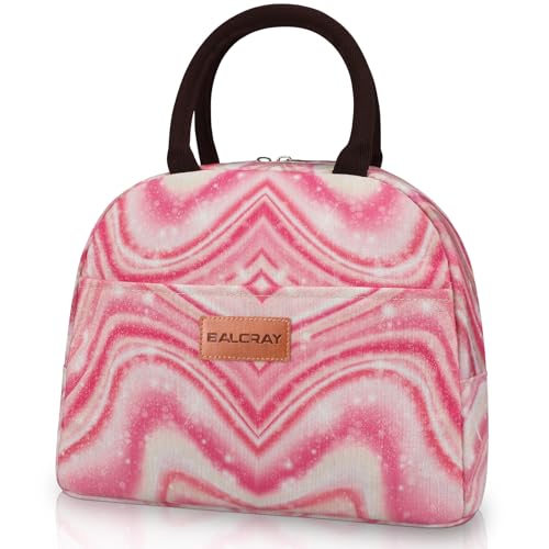 BALORAY Lunch Bag for Women Men Cute Reusable Insulated Lunch Box Large Capacity Lunch Tote Bag for Work, Picnic or Travel(Shimmery Pink) - color: Shimmery Pink, size: M