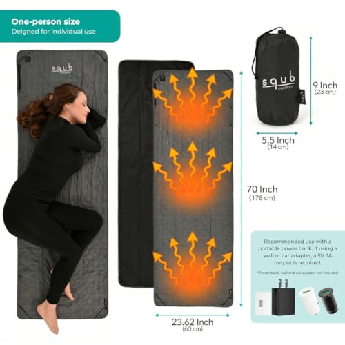 Electric Heated Blanket – Waterproof for Outdoor Camping, Cordless Heating with 3 Heat Levels, Portable Travel Cover w/Storage Bag, Electric Blanket & Battery Heated Blanket (Power Bank Not Included) - color: Gray