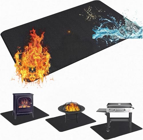 52x40in Under Grill Mats for Outdoor Grill,Double-Sided Fireproof Grill Pad,Indoor Fireplace/Fire Pit Mat,Waterproof Oil Proof Fiberglass Grill Mats, Ground Protection for Outdoor BBQ