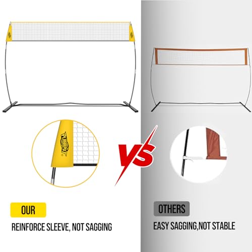 PLAYAPUT 12FT Freestanding Volleyball Net,Height Adjustable Volleyball Training Net For Hitting,Serving,Setting Practice,Protable Volleyball Nets With Volleyball,Carrybag,Perfect For Indoor Or Outdoor