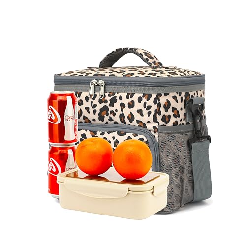GYEUKHAM Insulated Lunch Bag for Adult/Women/Men, Reusable Lunch Box Cooler Soft Leakproof Tote, Thermal Meal Prep Lunch Pail with Adjustable Shoulder Strap for Picnic/School/Travel/Office, Leopard - color: Leopard-2