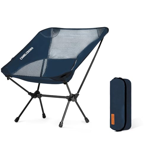CAMEL CROWN Portable Camping Chair Lightweight Compact Folding Chair Mesh for Outdoor Camp Travel Beach Picnic Festival Hiking Backpacking Navy Blue - color: Navy Blue-1, size: 1 Pack