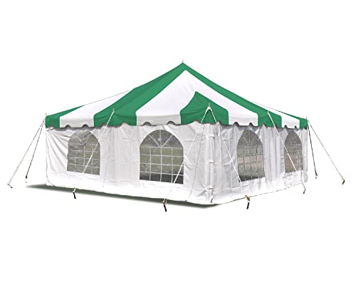 Party Tents Direct 20'x 20' Weekender Canopy Pole Tent with Sidewalls - Easy Up Canopy Tent with 80 Person Capacity - Outdoor Canopies for Parties, Weddings, and Events (Green/White) - color: Green, size: 20' x 20'