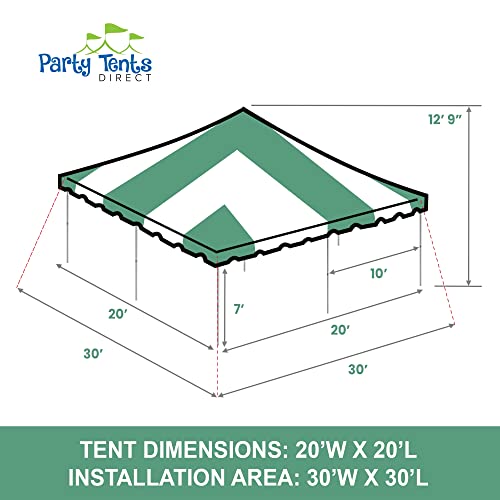 Party Tents Direct 20'x 20' Weekender Canopy Pole Tent with Sidewalls - Easy Up Canopy Tent with 80 Person Capacity - Outdoor Canopies for Parties, Weddings, and Events (Green/White) - color: Green, size: 20' x 20'