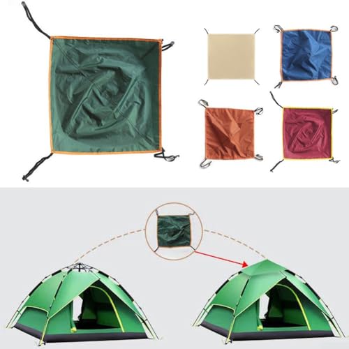 Silver Coated 210T Tent Tarp Roof Cover Awning Canopy for 3-4 Person Camping Hiking Outdoor Rain Sun Protection Waterproof Shade 56x56cm(beige) - color: beige