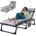 ABORON 3-in-1 Folding Patio Lounge Chair, 440LB Heavy-Duty Tri-Fold Guest Bed with Plush Cotton Cushion, No Assembly Adjustable Recliner for Office Nap, Patio Sunbathing, Poolside & Camping - color: Stone Obsidian-dusk