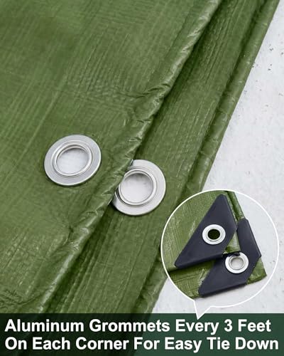 SmoothNovelty 3 Pcs Large Waterproof Tarp 10 x 12 ft Heavy Duty 5.5 Mil Thick Poly Tarpaulin with Grommets Multipurpose Protective Cover for Summer Home Boats Cars Camping Rv Pool Tent - color: Green,brown,black, size: 10 x 12 ft
