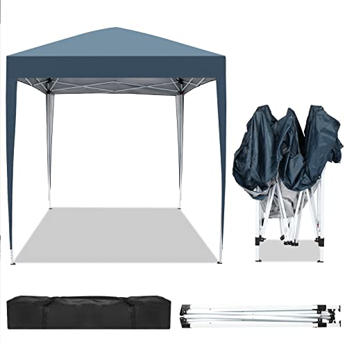 6.5x6.5ft Outdoor Pop Up Canopy Tents,Portable Instant Folding Shelter Gazebos,Waterproof Beach Tents,Easy Up Instant Commercial Canopy Tent,with Carry Bag,for Garden Event Wedding Party BBQ (Blue) - color: Blue, size: 6.5x6.5ft