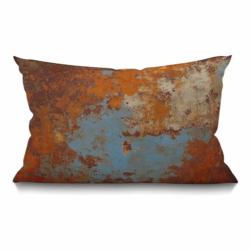 Smooffly Throw Pillow Covers Cases Decorative 12"x20" Inch Brown Rust Colorful Metal Rusty Steel Iron Structure Two Sides Print Pillowcase Case Waist Lumbar Cotton Linen Cushion Cover - color: Swn24
