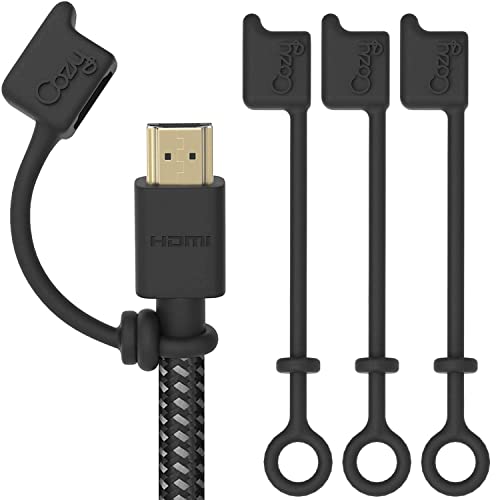 10-Pack Cozy HDMI Caps for HDMI Cables/Cords/Tether - Provides Dust and Oxidation Protection, Projection Adapter Cover, Protects During Travel, Portable, Designed by Cozy (Black) - color: HDMI (4) - Black