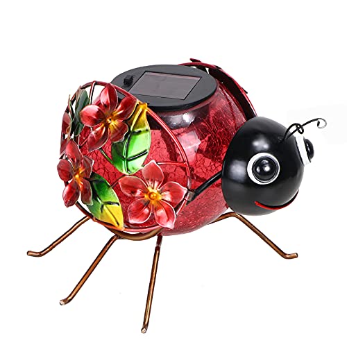 MUMTOP Solar Lantern, Waterproof LED Solar Lights Outdoor Ladybug Decorative Tabletop Lanterns for Patio Garden Table Decor - style: Ladybug