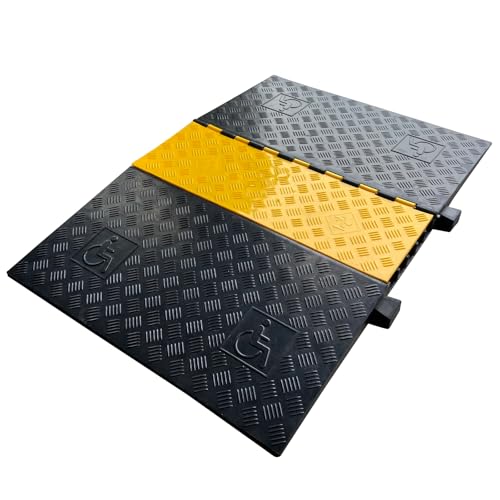 Rubber Cable Ramp 5 Channel Drive Over Hose Cable Protector Outdoor 22000Lbs Load Capacity Wires Power Lines Extension Cord Cover Traffic Speed Bump 1 Pack - color: Grey-22000Lbs-5Channel-1Pack