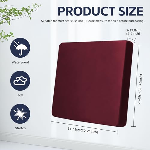 8Pcs Outdoor Cushion Covers, Patio Cushion Covers,Stretch Elastic Slipcovers, Replacement Washable & Reusable Furniture Protector for Patio Couch (Claret,Cover Only) - color: Claret, size: 8Pcs-Solid color