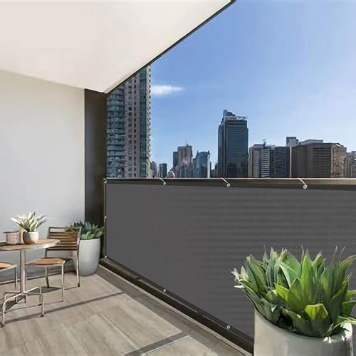 Balcony Privacy Screen Fence Cover 3'x16', HDPE Shade Mesh Fabric with Cable Ties, 90% Visibility Block, UV & Wind Protection for Patio, Deck, Porch, Pool, Backyard, Apartments Railing - color: Dark Gray, size: 3×16 FT