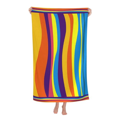 Cute Striped Beach Towel for Men/Adults, Personalized Microfiber Beach Towels Bulk, Quick Dry Beach Towel for Pool, Lightweight Bath Towels Oversized Clearance 30"x 60" - color: Striped, size: 30"x 60"